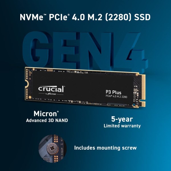 Новый Crucial P3 Plus, 500 Гб, 1 ТБ, 4 ТБ, PCIe 4,0 3D NAND NVMe M.2, до 5000 Мбс, оригинальный и новый