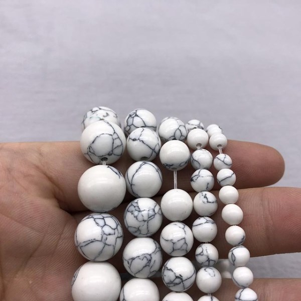Новый белые бриллианты Howlite, круглые бусины, рассыпчатые бусины 4, 6, 8, 10, 12 мм, подходят для самостоятельного изготовления браслетов и ожерелий, ювелирных изделий