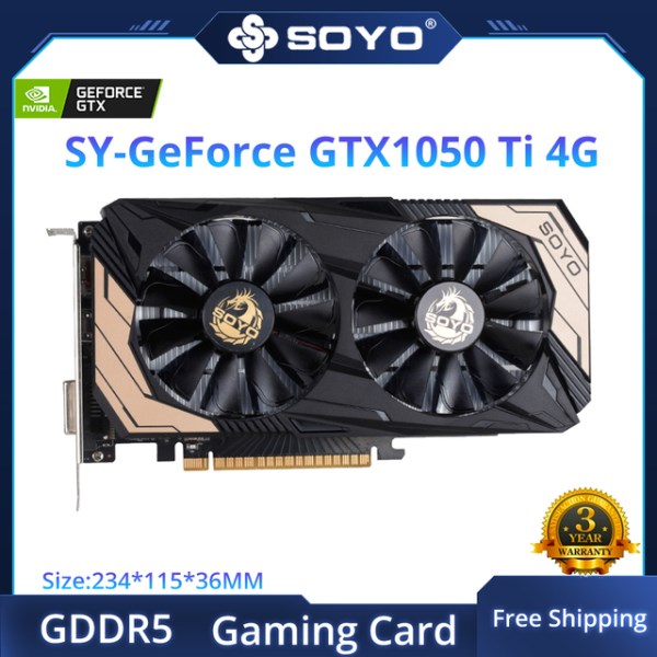 Новый SOYO GPU GTX 1650 SUPER 4 Гб GDDR6 12nm для игр, видеокарты бит 6Pin HDMI-Совместимость + DP + DVI для компьютера