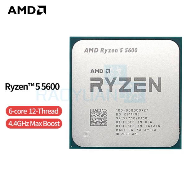 Новый AMD Ryzen 5 5600 R5 5600 3,5 ГГц шестиядерный двенадцатипоточный процессор 7 нм 65 Вт L3 = 32M 100-000000927 разъем AM4 без вентилятора