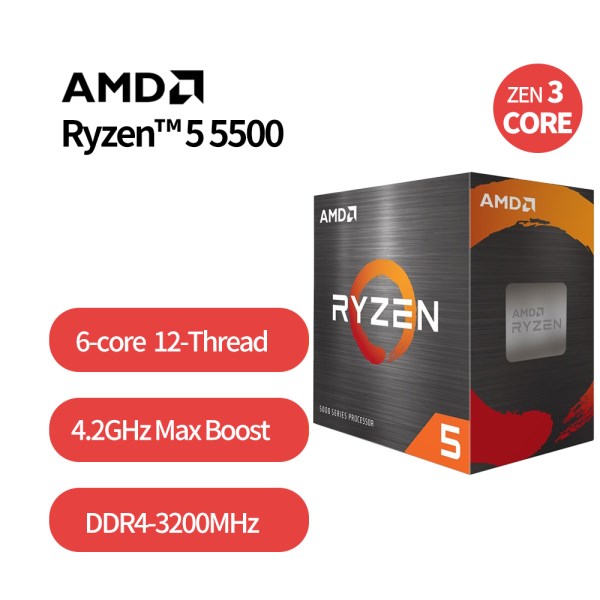 Новый процессор AMD Ryzen 5 5500 R5 5500 3,6 ГГц шестиядерный двенадцатипоточный процессор 7 нм 65 Вт L3 = 16M 100-000000457 разъем AM4 с охлаждающим вентилятором