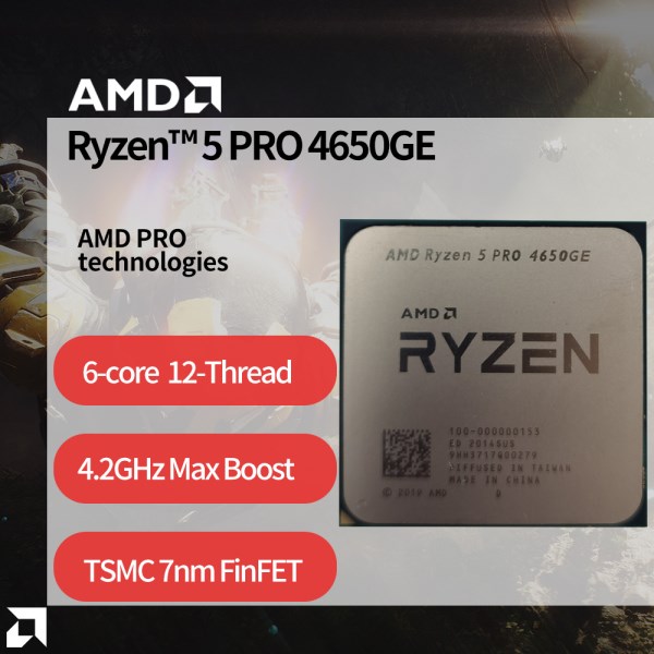 Новый Процессор AMD Ryzen 5 Pro 4650GE 6-ядерный 12-поточный разблокированный настольный процессор 7NM 35 Вт L3 = 8M 100-000000153 разъем AM4 без охладителя
