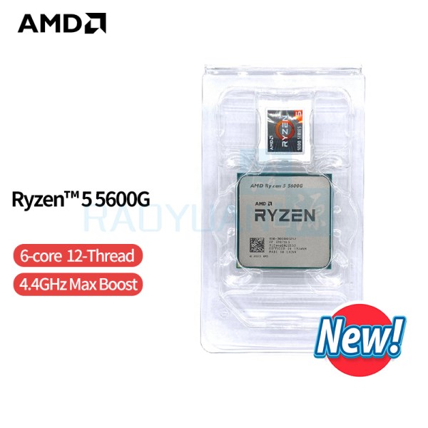 Новый AMD Ryzen 5 5600G для ПК, центральный процессор для компьютера, 6 ядер, 12 потоков, 5600 ГГц, 3,9 ГГц, L3 = 16 Мб, разъем AM4, новый, без вентилятора, 100-000000252