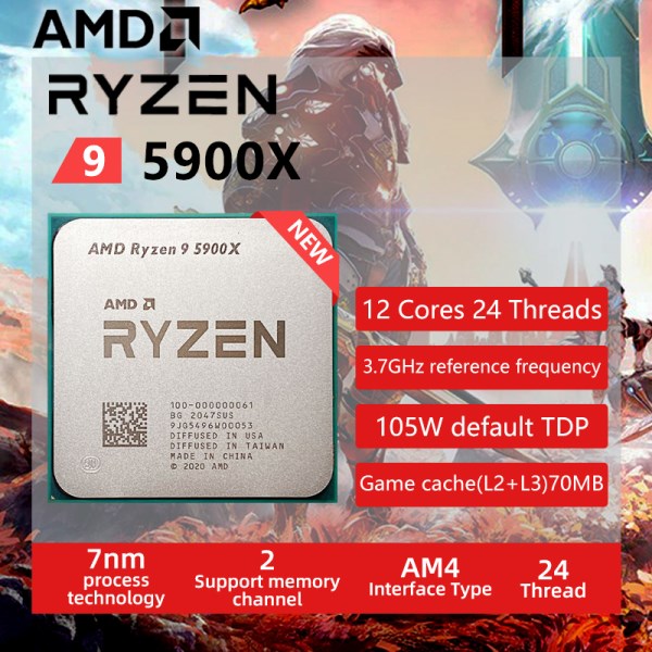 Новый процессор AMD Ryzen 9 5900X R9 5900X 3,7 ГГц двенадцатиядерный 24-поточный процессор 7 нм L3 = 64M 100-000000061 разъем AM4