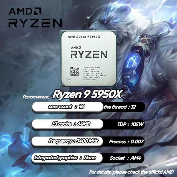 Новый AMD Ryzen 9 5950X NEW R9 5950X 3,4 ГГц 16 ядер 32 потока ЦП процессор 7NM L3 = 64M 100-000000059 разъем AM4