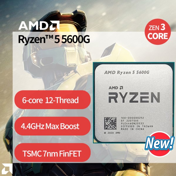 Новый процессор AMD Ryzen 5 5600G R5 5600G 3,9 ГГц шестиядерный двенадцатипоточный 65 Вт Процессор L3 = 16M 100-000000252 разъем AM4 новый, но без вентилятора