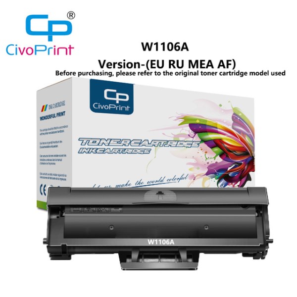 Новый с тонером Civoprint new hp 106A W1106A W1106 1106a, совместимый с HP Laser MFP 135a 135w 137fnw Laser 107a 107w 1,5 K страниц