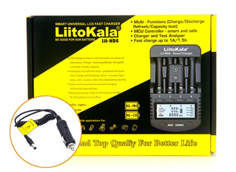 Новый устройство LiitoKala Lii-ND4, с ЖК-дисплеем, проверка емкости батареи, для батарей NiMhCd, AA, AAA, 1,2 В, 9 В